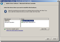 bluetooth usb host controller windows 10 bootcamp driver